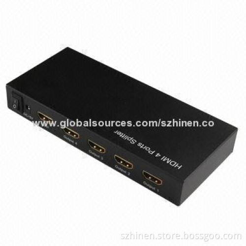 4-port HDMI Splitter with 25-225MHz Wide Frequency Range